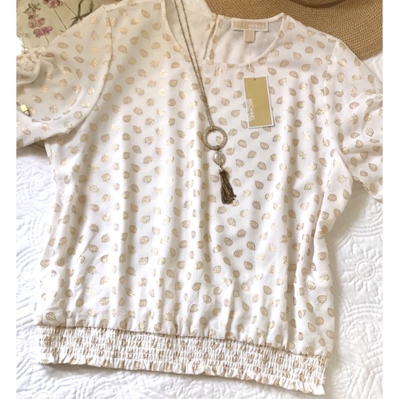 NWT Michael Kors Smocked Waist Top - Picture 4 of 16